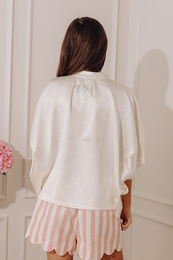 Timeless Allure Oversized Zip Up Top in Ivory
