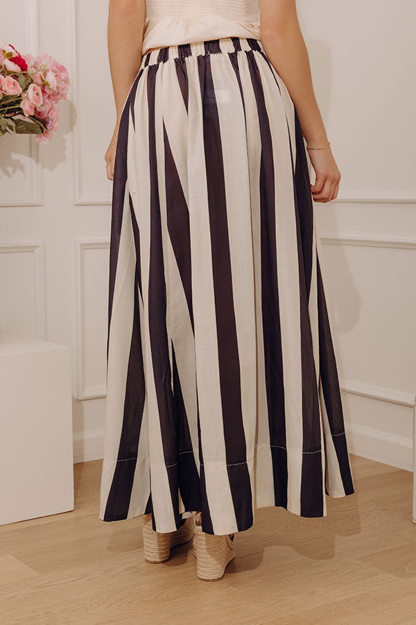 Boathouse Classic High Waist Stripe Maxi Skirt