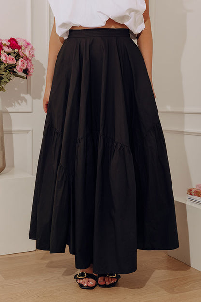 The Giselle High Waist Asymmetrical Tiered Maxi Skirt