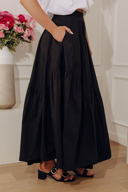 The Giselle High Waist Asymmetrical Tiered Maxi Skirt