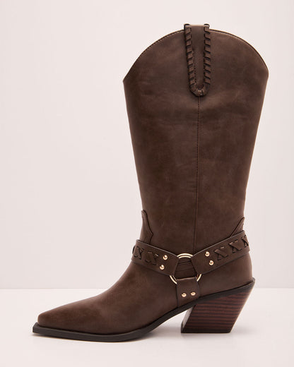 Echo Canyon Vegan Leather Western Buckle Boots