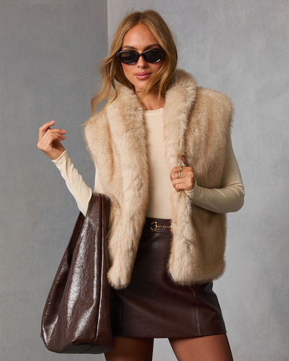 Elowen Sage Faux Fur Vest