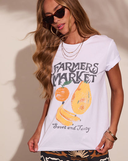 Farmers Market Morning Cotton Graphic Short Sleeve Tee