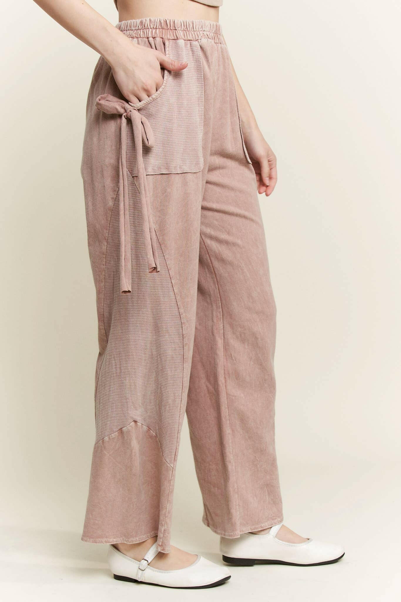 J.HER Mineral Wash Side Ribbon Bow pants