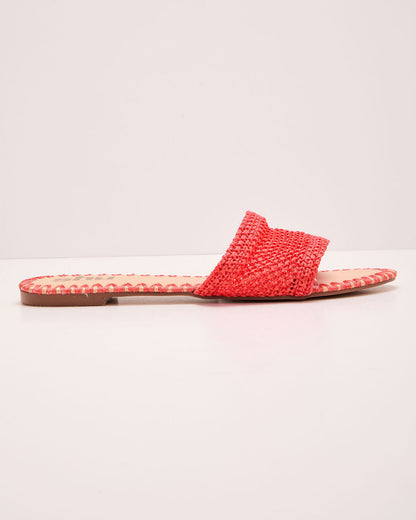 Earth Shine Woven Straw Flat Sandals