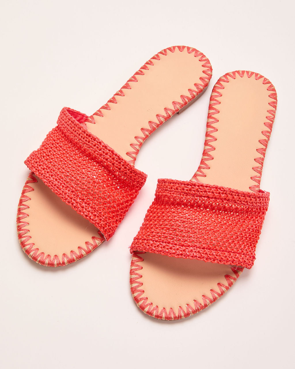 Earth Shine Woven Straw Flat Sandals
