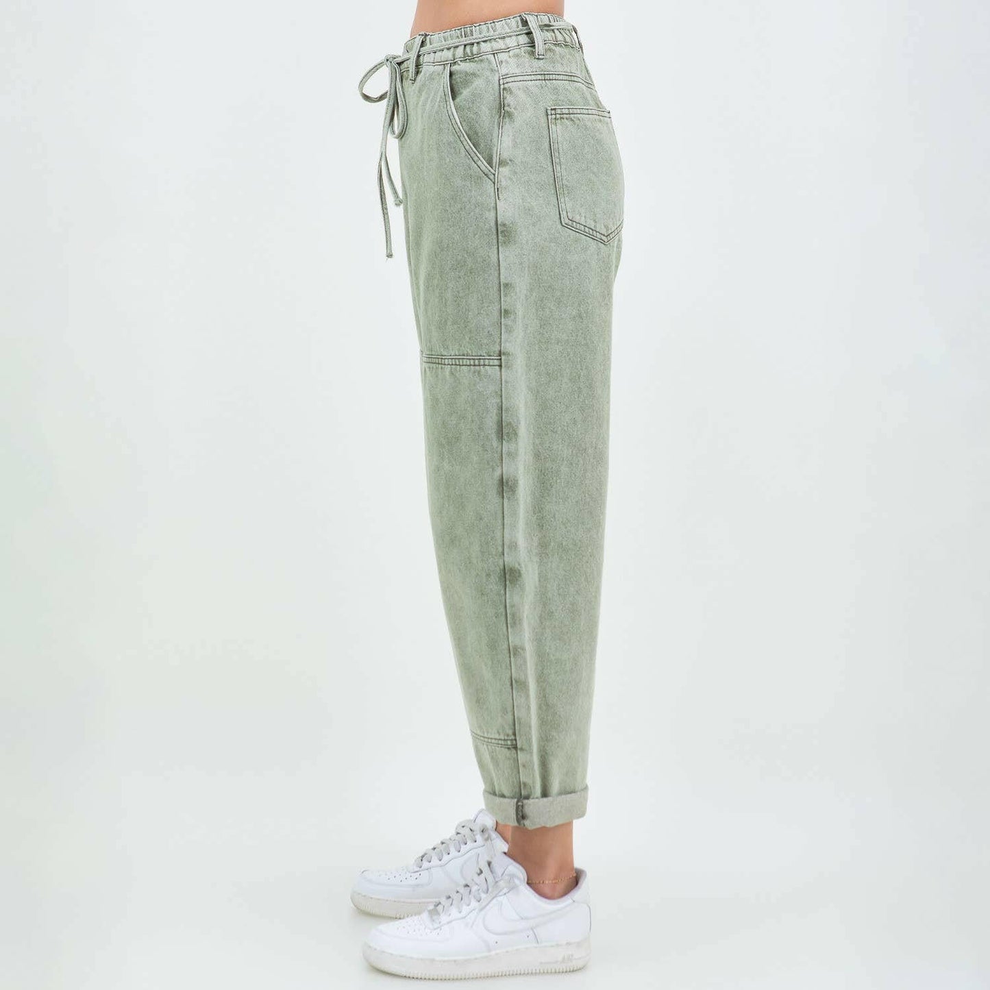 Color Washed Barrel Fit Pants