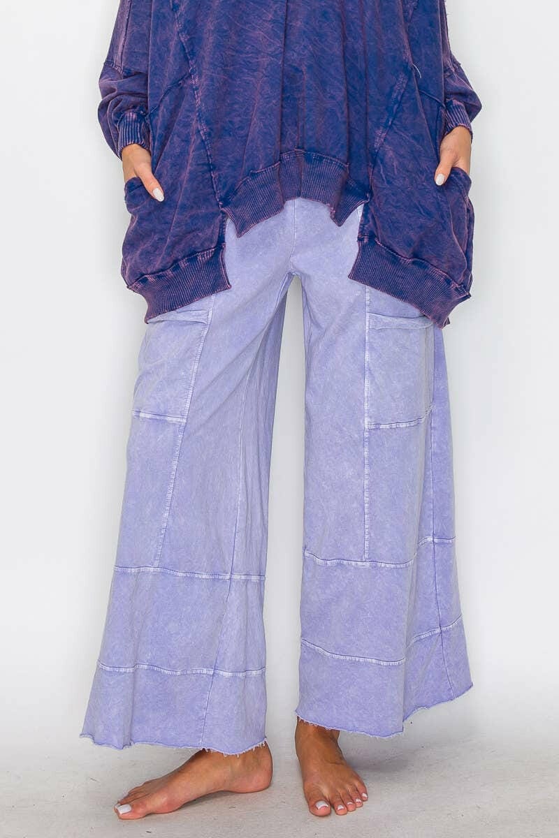Seaside Breeze Mineral Wash Wide Leg Cropped Pants