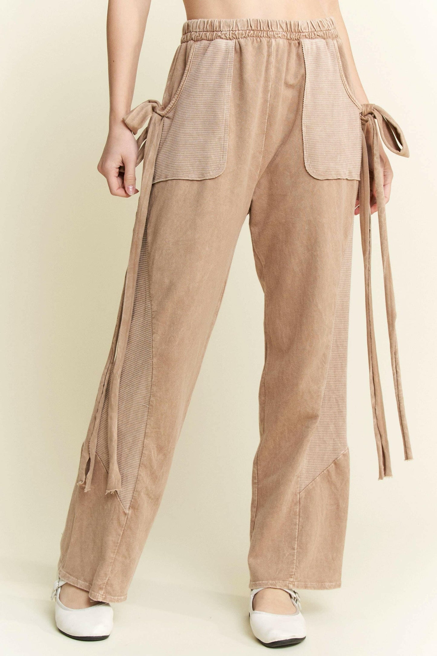 J.HER Mineral Wash Side Ribbon Bow pants