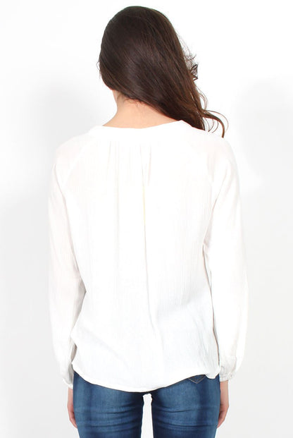 Amira White Tie Front Top