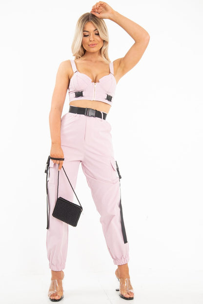 Baby Pink Utility Buckle Trouser - Zarie