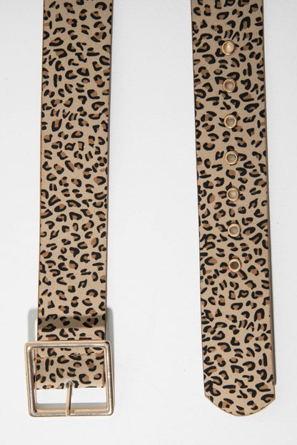 Beige Leopard Print Wide Belt - Myanni