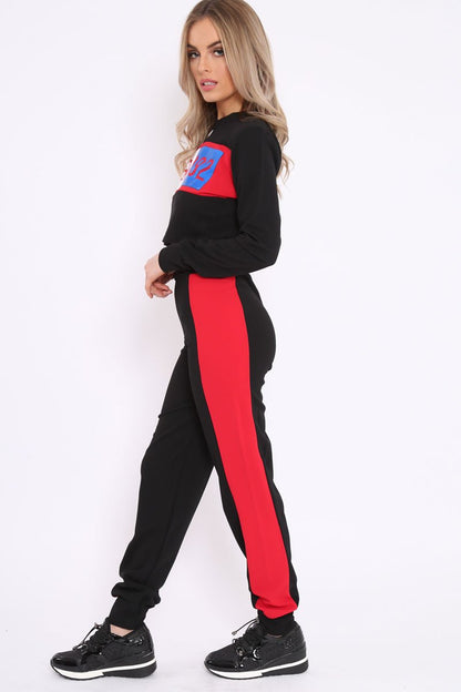 Black And Red USA Side Stripe Tracksuit - Simmy