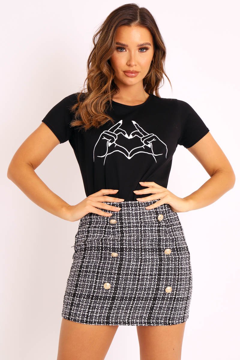 Black and White Tweed Skirt - Jolani