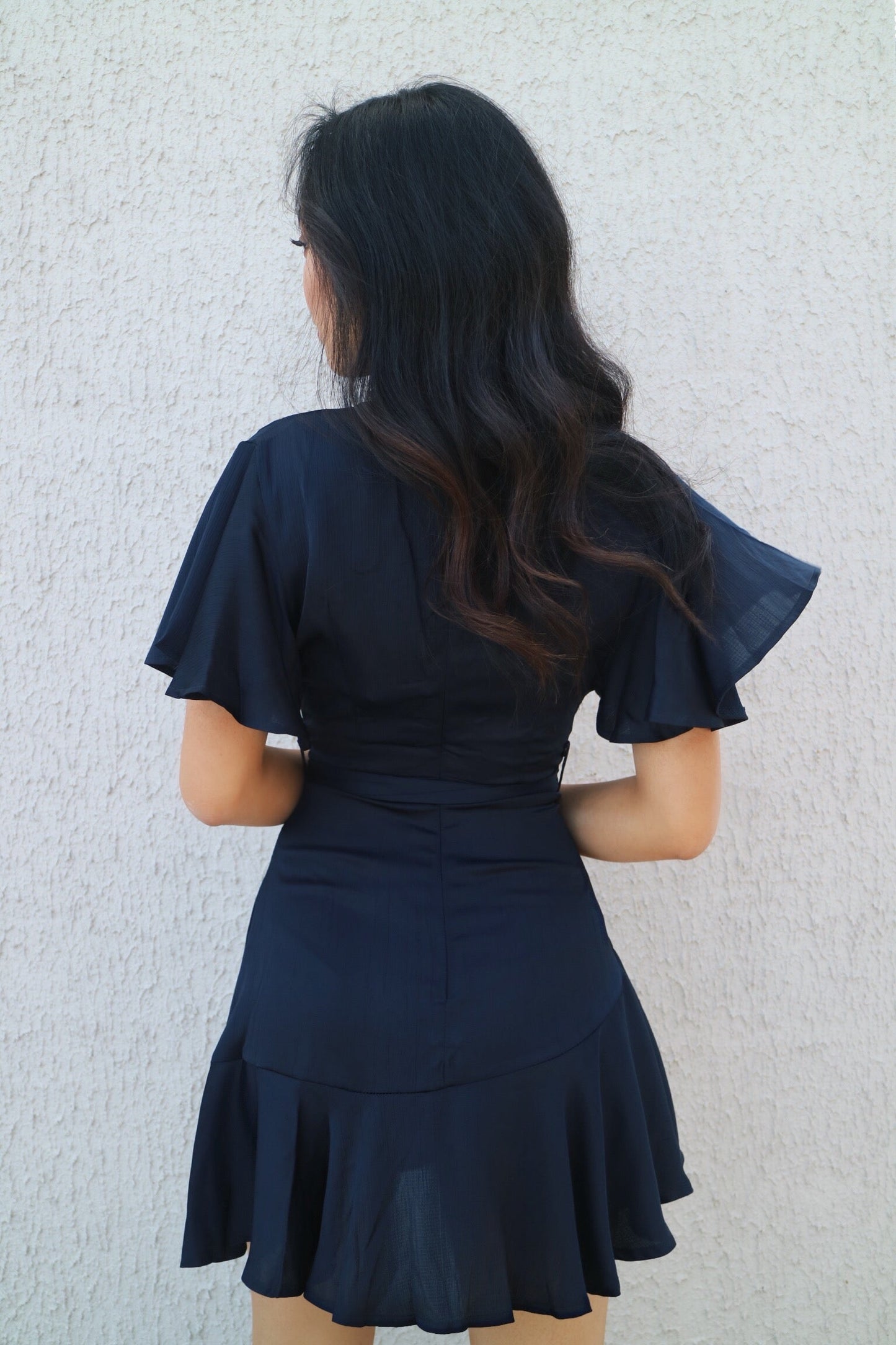 Satin Butterfly Dress - Navy