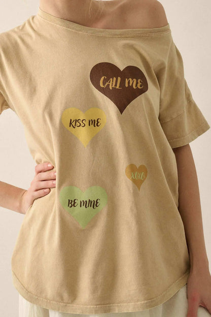 Valentine Hearts Vintage-Wash Graphic Tee