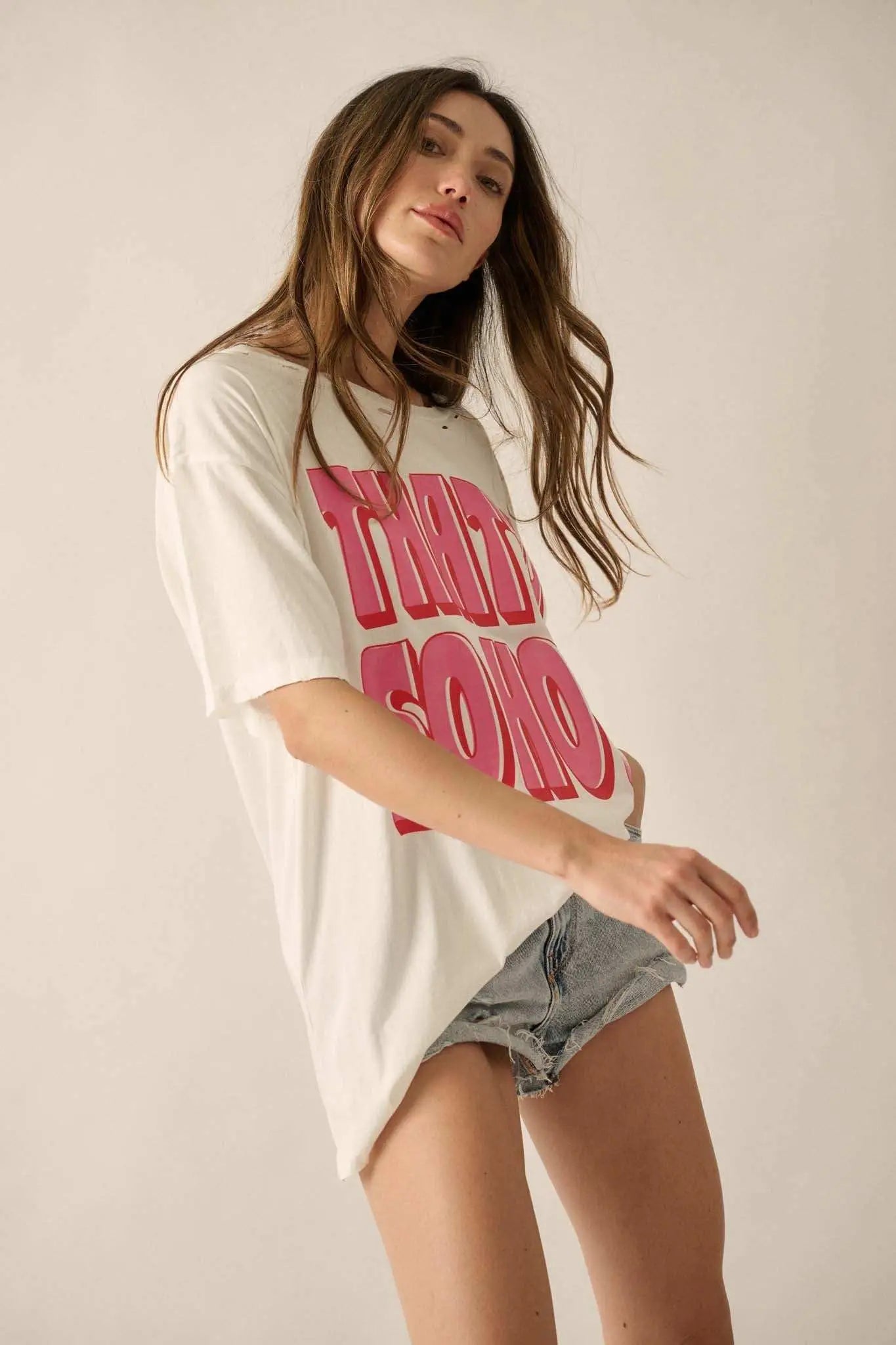 That's So Hot Distressed Oversize Graphic Tee