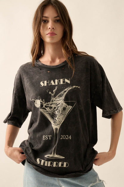 Shaken & Stirred Martini Distressed Graphic Tee