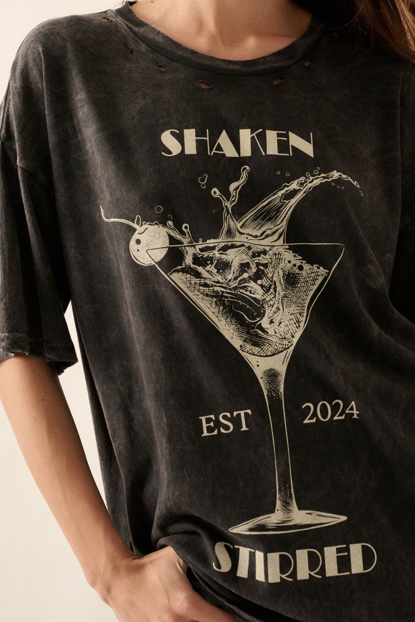 Shaken & Stirred Martini Distressed Graphic Tee