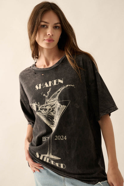 Shaken & Stirred Martini Distressed Graphic Tee