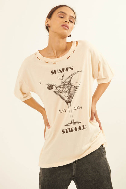 Shaken & Stirred Martini Distressed Graphic Tee