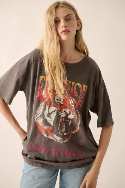 Envision Greatness Vintage-Print Tiger Graphic Tee