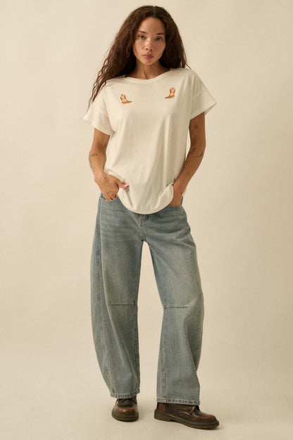 Boot Scootin' Cowboy Boot Chest-Print Graphic Tee