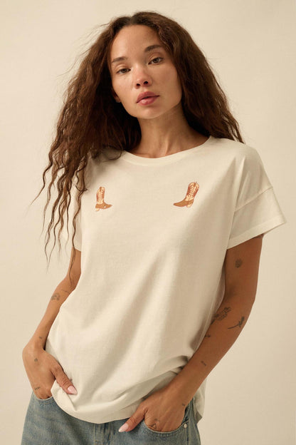 Boot Scootin' Cowboy Boot Chest-Print Graphic Tee