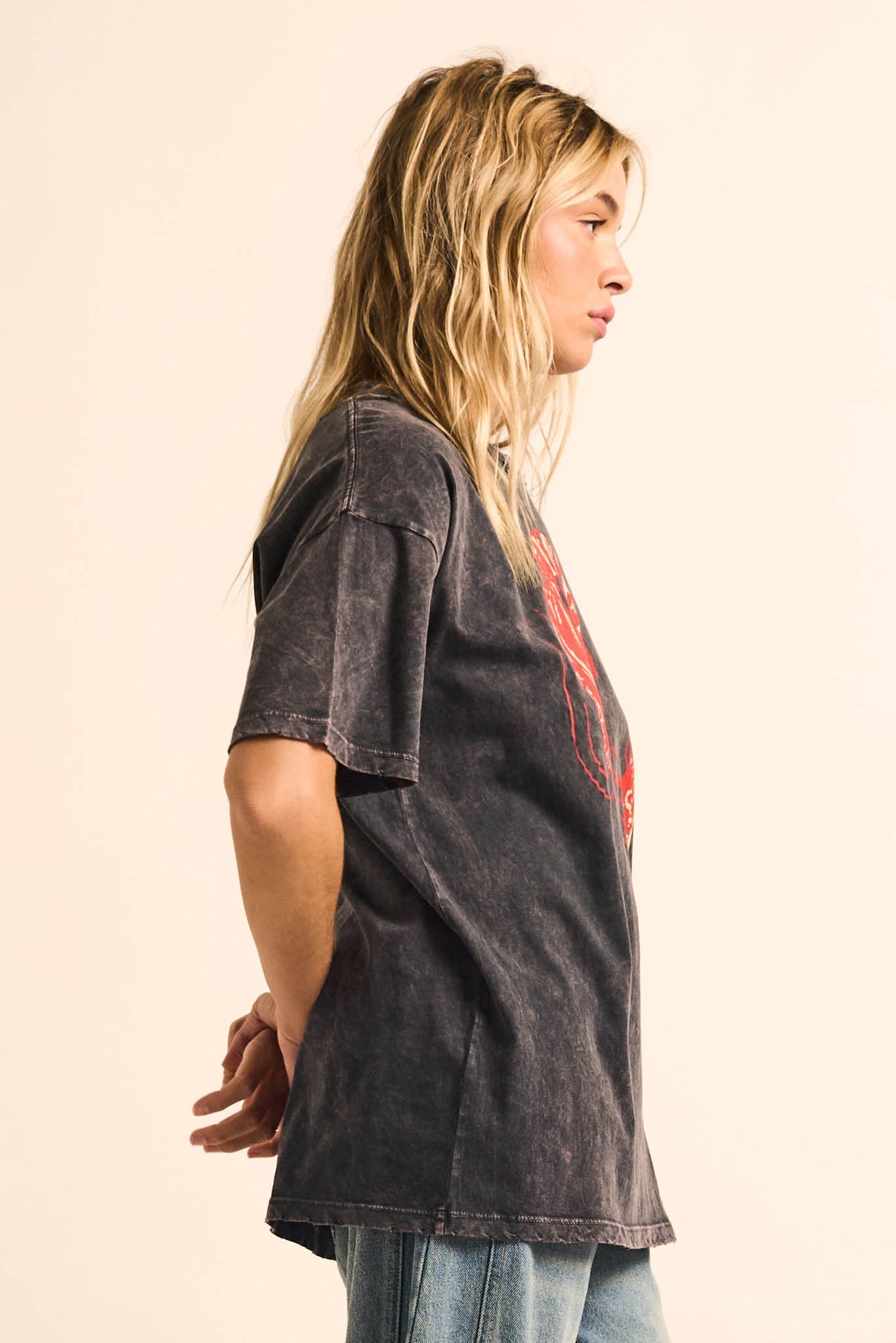 Crawdad Song Vintage-Wash Oversize Graphic Tee