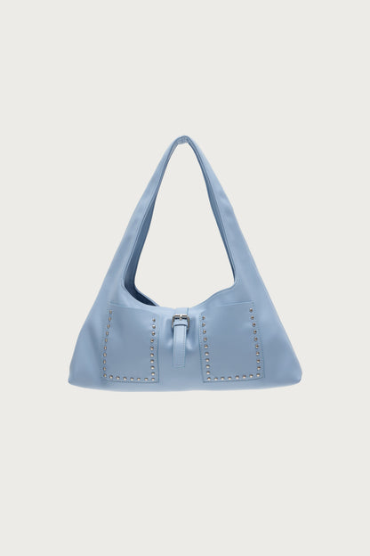 Edgy Studded Faux Leather Shoulder Bag