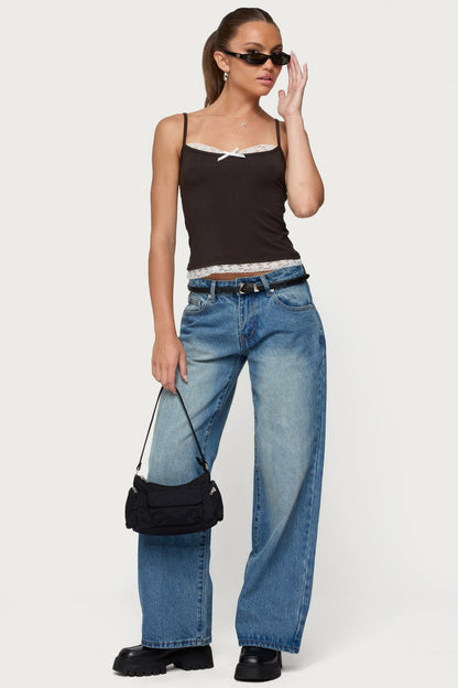 Adriel Contrast Lacey Tank Top