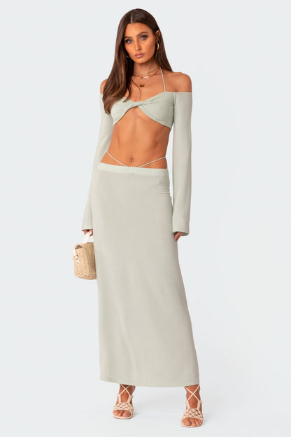 Celeste Off Shoulder Twist Crop Top