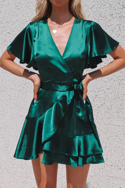Satin Butterfly Dress - Emerald Green