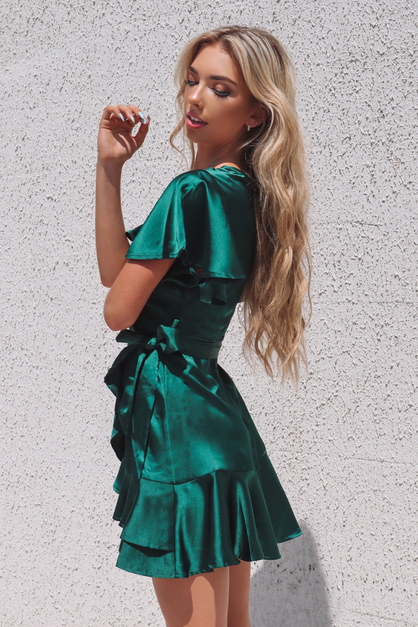 Satin Butterfly Dress - Emerald Green