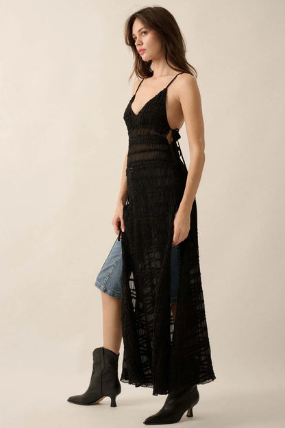 Careless Whisper Sheer Ruffled Chiffon Maxi Dress
