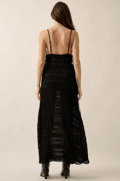 Careless Whisper Sheer Ruffled Chiffon Maxi Dress