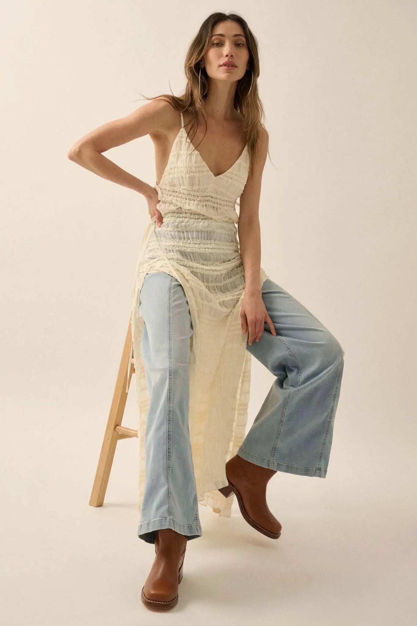 Careless Whisper Sheer Ruffled Chiffon Maxi Dress