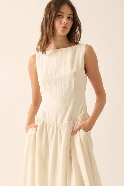 Natural Beauty Boatneck Bubble Midi Dress