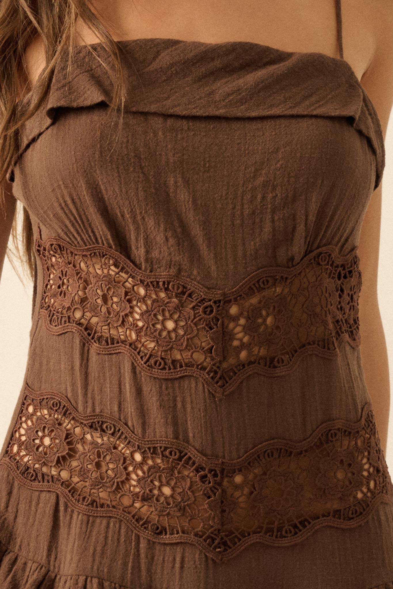 Play Date Lace-Inset Cotton Gauze Mini Dress