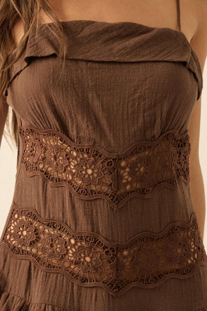 Play Date Lace-Inset Cotton Gauze Mini Dress