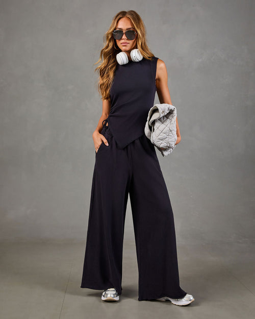 Downtime Cool Cotton Asymmetric Drawstring Top