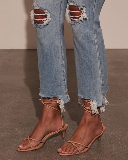 Cosmia Super Stretch High Rise Slim Leg Distressed Jeans