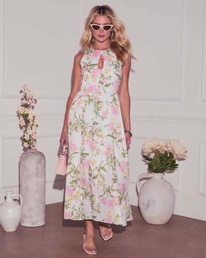 Daija Floral Keyhole Midi Dress