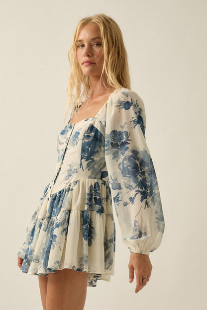 Easy Elegance Floral Chiffon Tiered Ruffle Romper