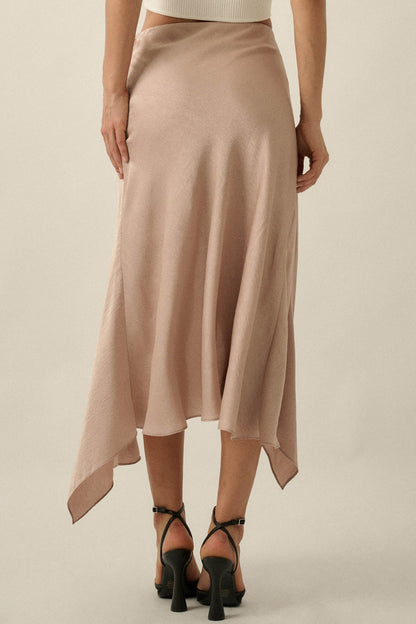 Sashay All Day Satin and Lace High-Low Midi Skirt