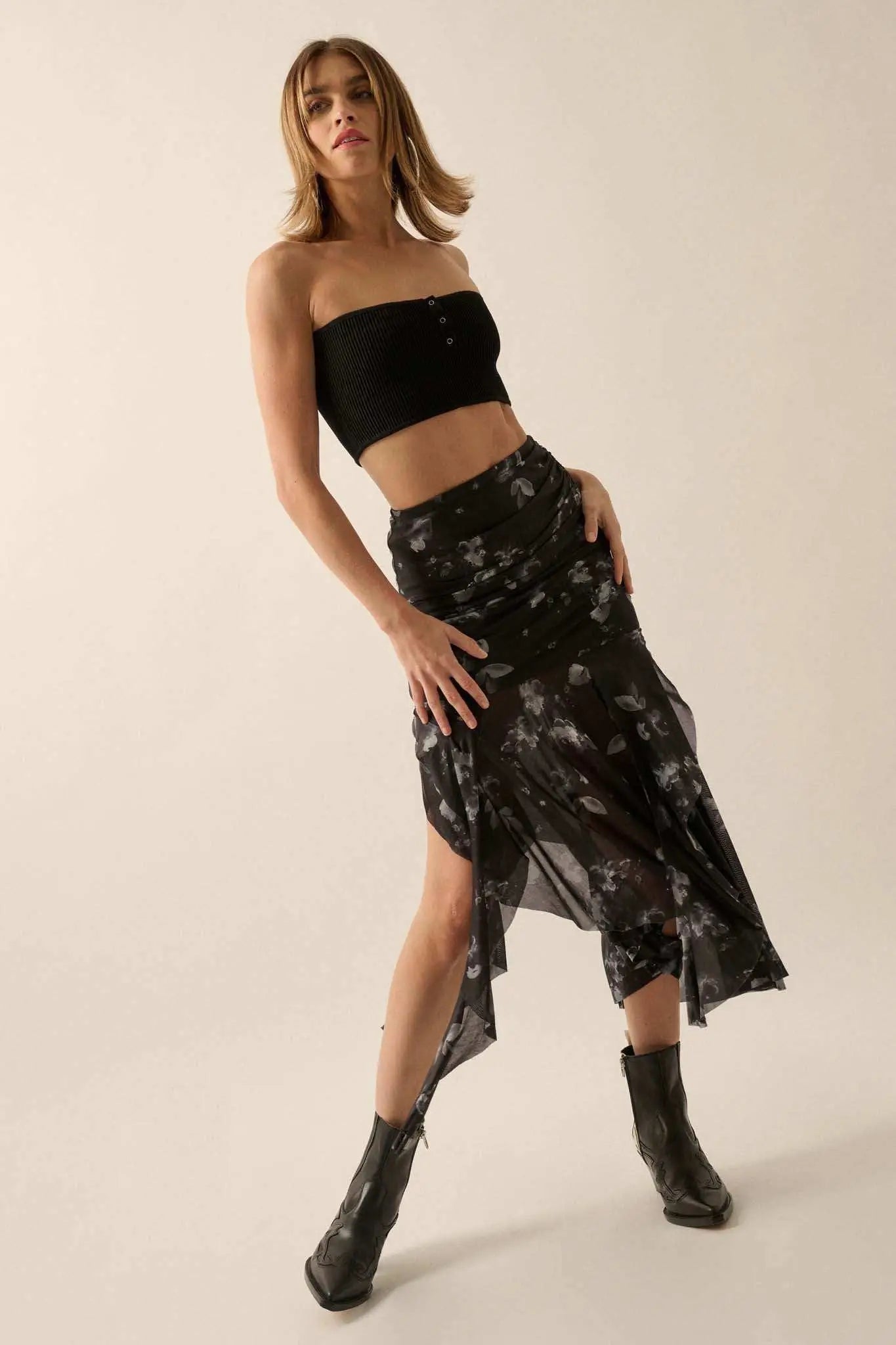 Shaper Fit Rib-Knit Bandeau Tube Top