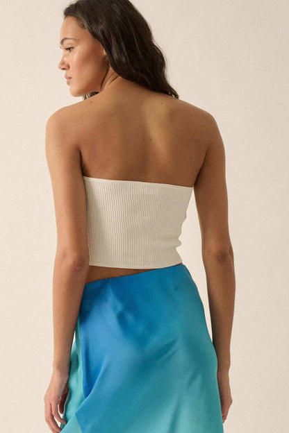 Shaper Fit Rib-Knit Bandeau Tube Top