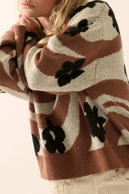 Warm Blooms Striped and Floral Sweater