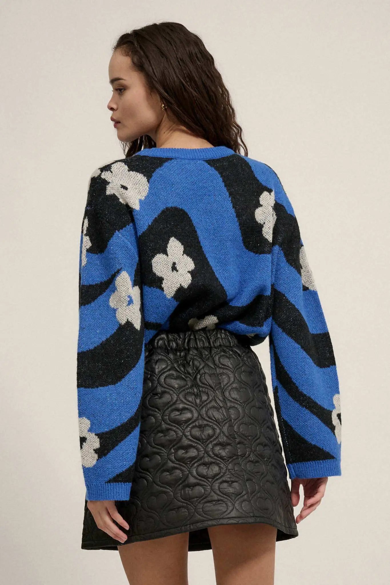 Warm Blooms Striped and Floral Sweater