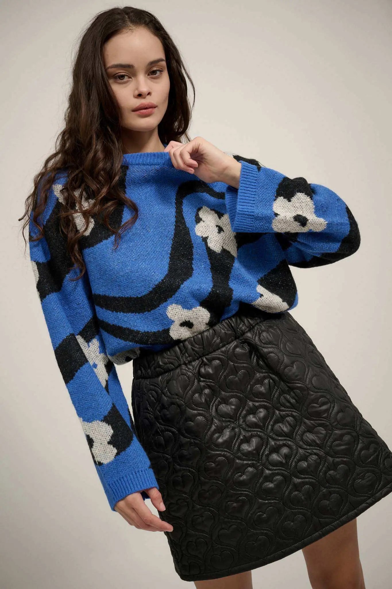 Warm Blooms Striped and Floral Sweater